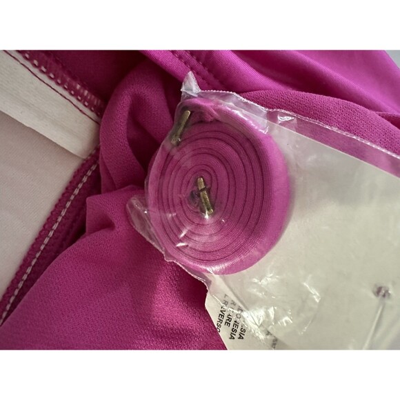 2 Bamboo Swimsuit 1PC Pink Ruched Bandeau Halter Strap Padded Bra Size 10 NWT - Picture 5 of 11